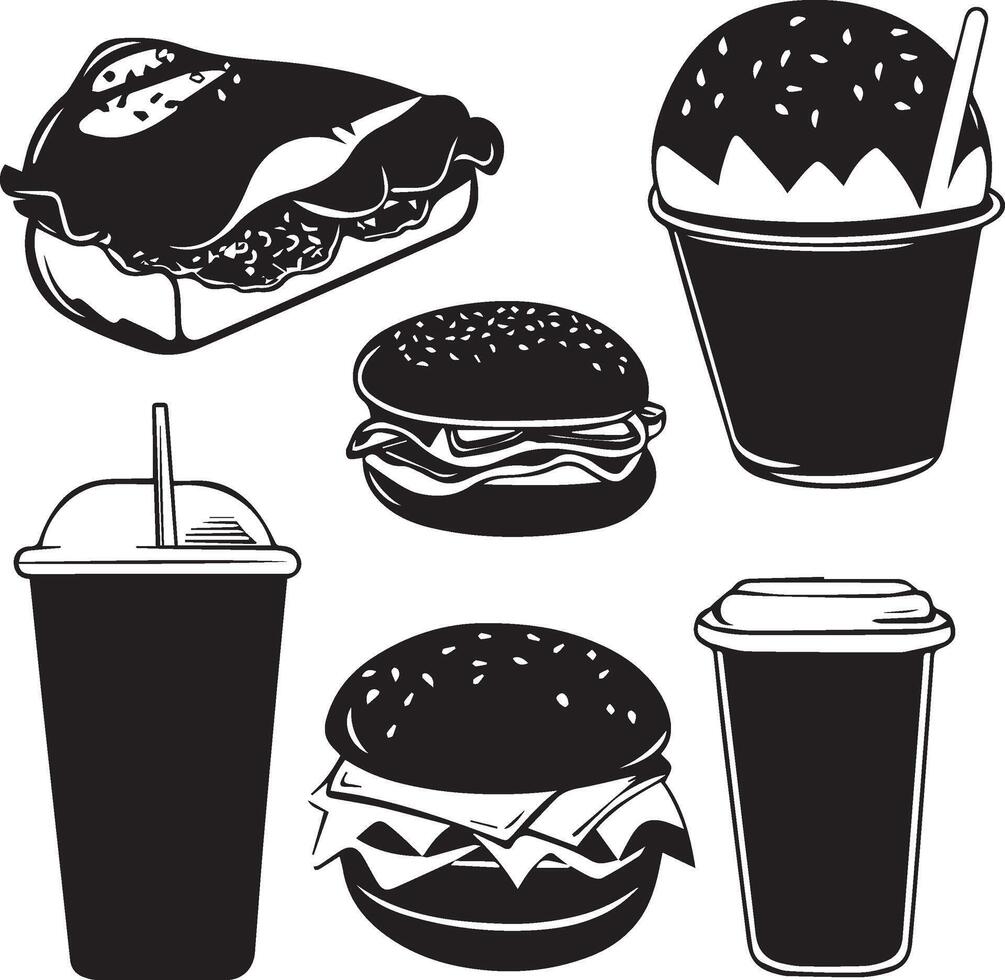 Fast food icons set vector