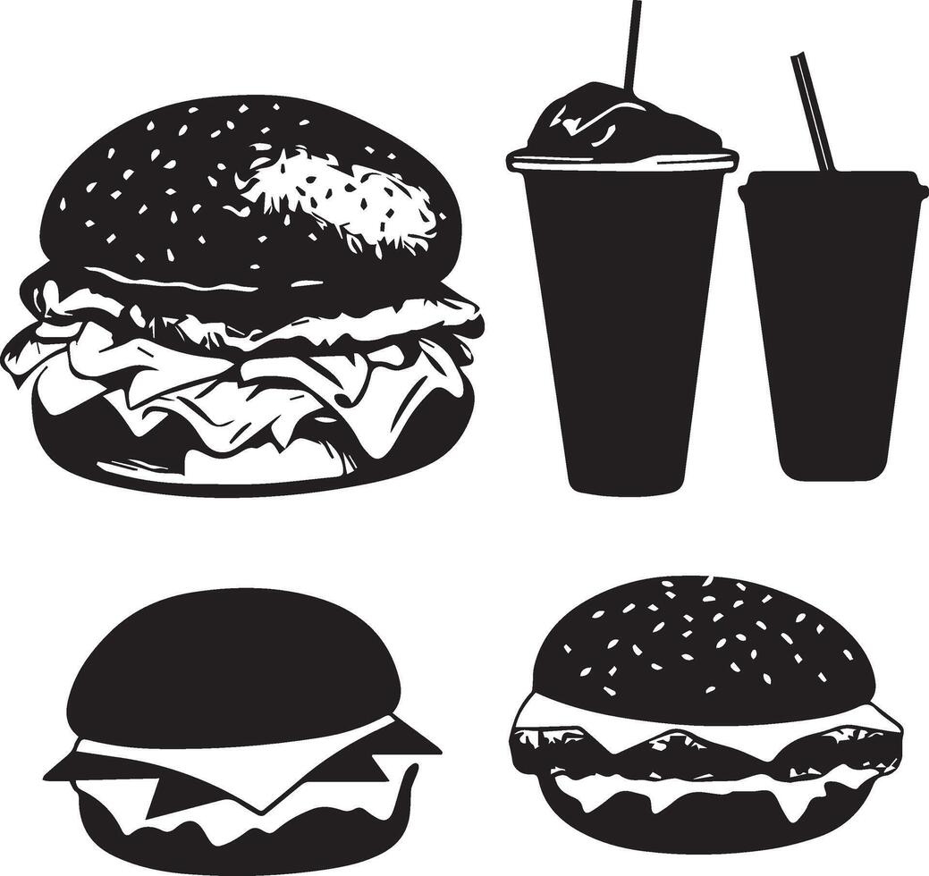 Burger and drink set vector