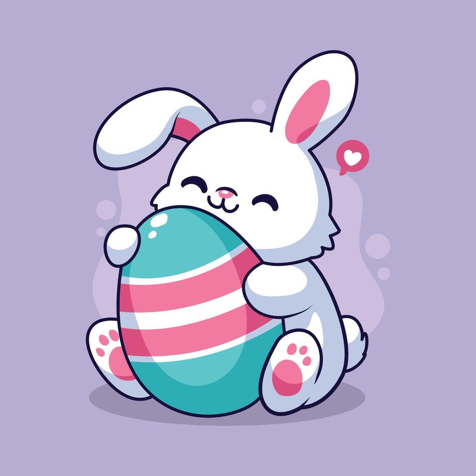 cute rabbit with easter egg . illustration happy easter vector