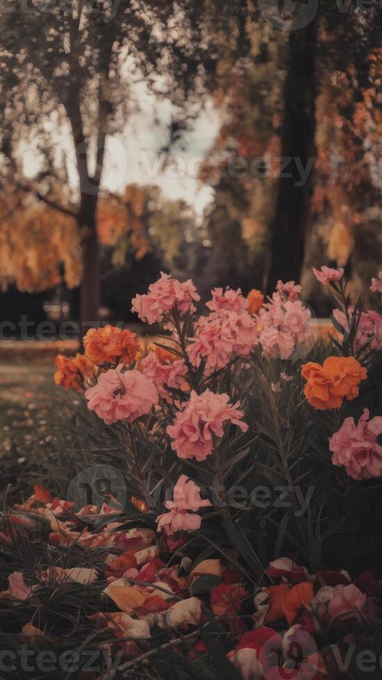 Autumn flowers in the park photo