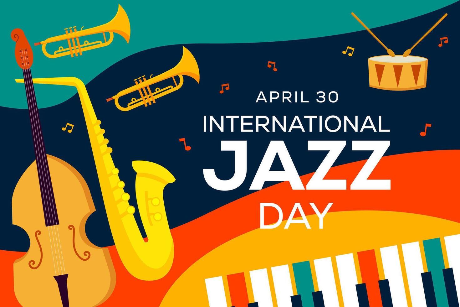 international jazz day background illustration in flat design vector