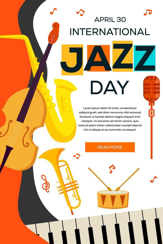 international jazz day poster template illustration design vector