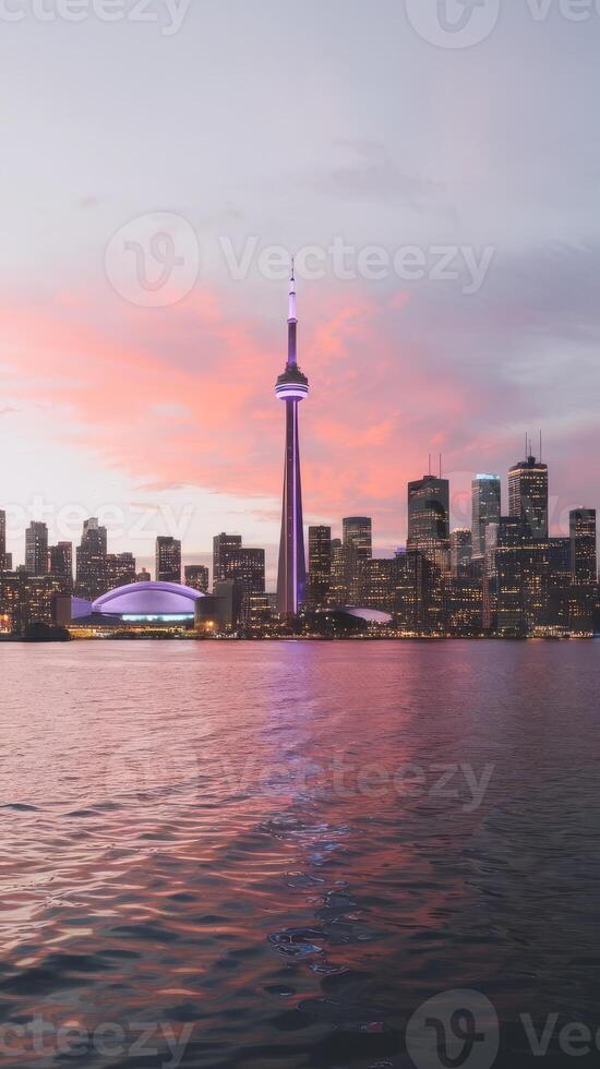 The toronto skyline at sunset photo