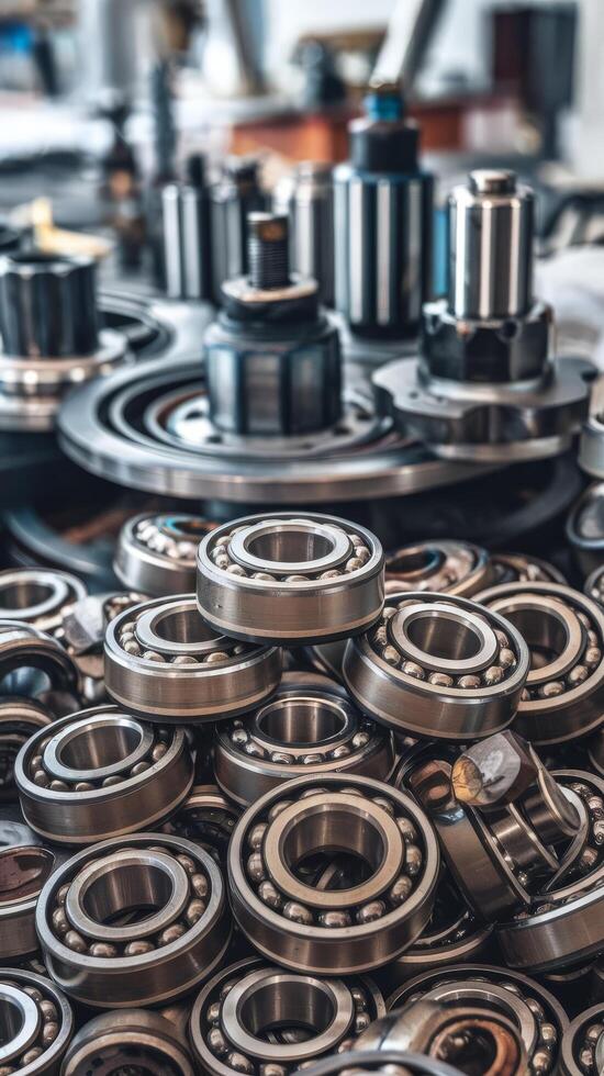 Ball bearings pinions on background photo