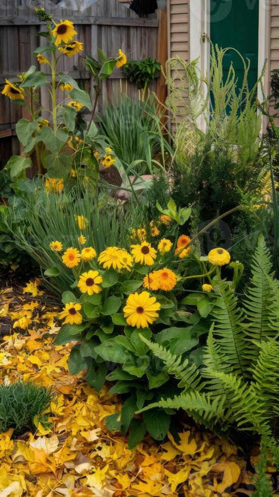 A yellow flower garden photo