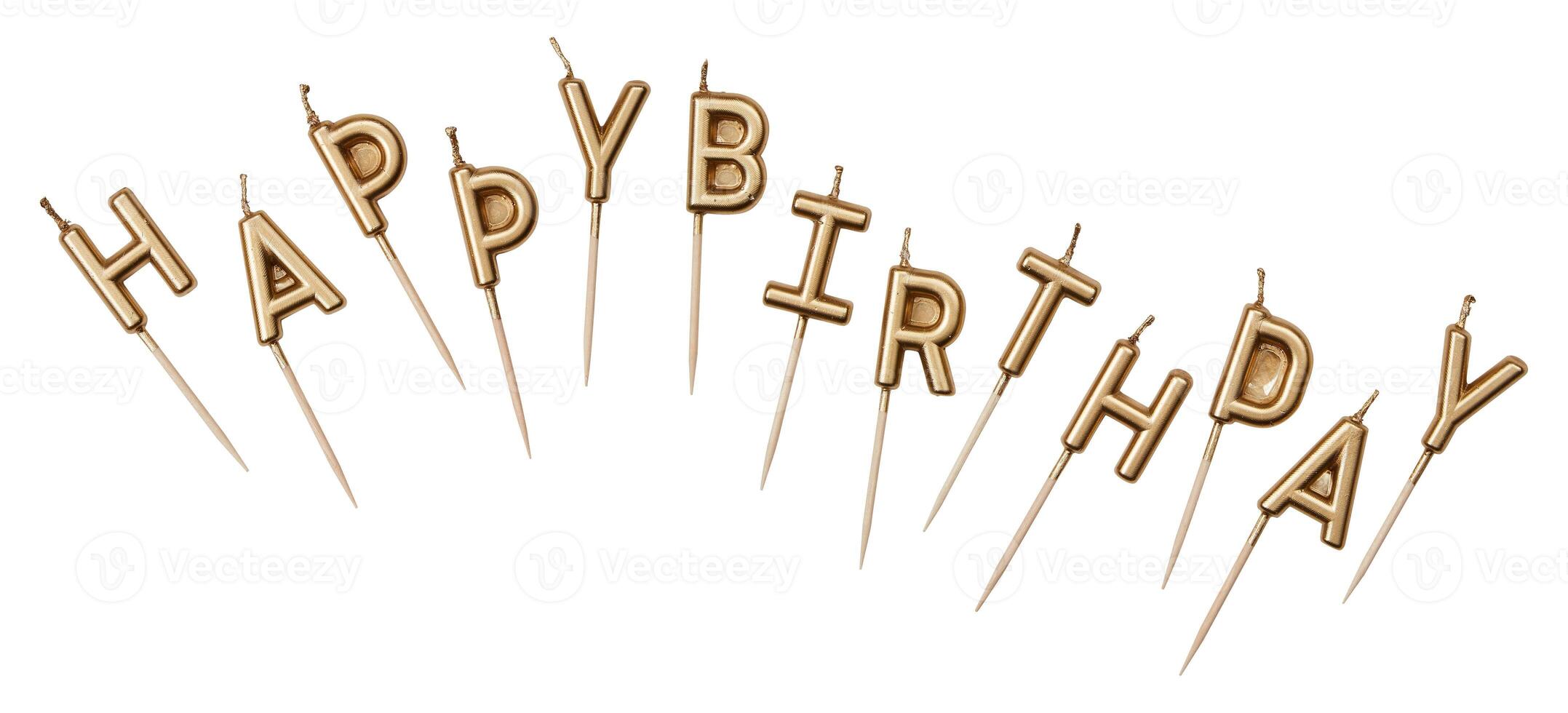 Happy birth day types of birthday candles cut out isolated white background with clipping path photo