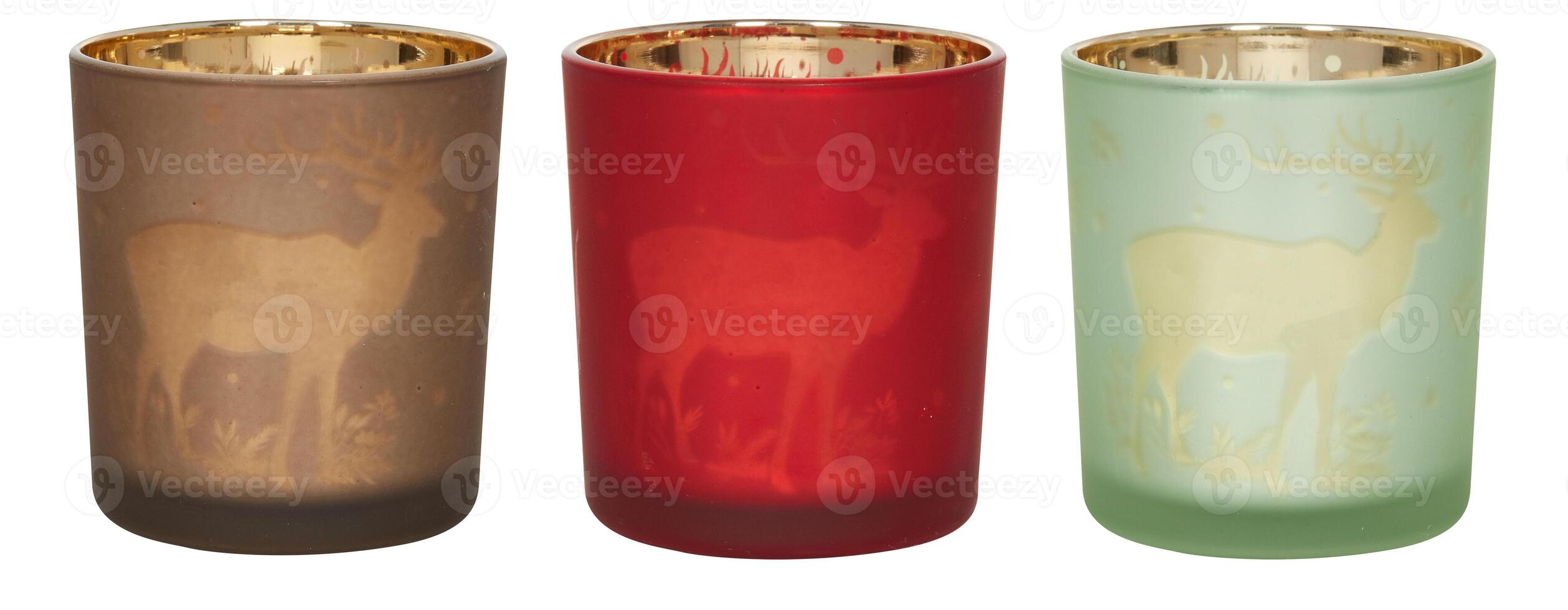 party candle glass cut out isolated white background with clipping path photo