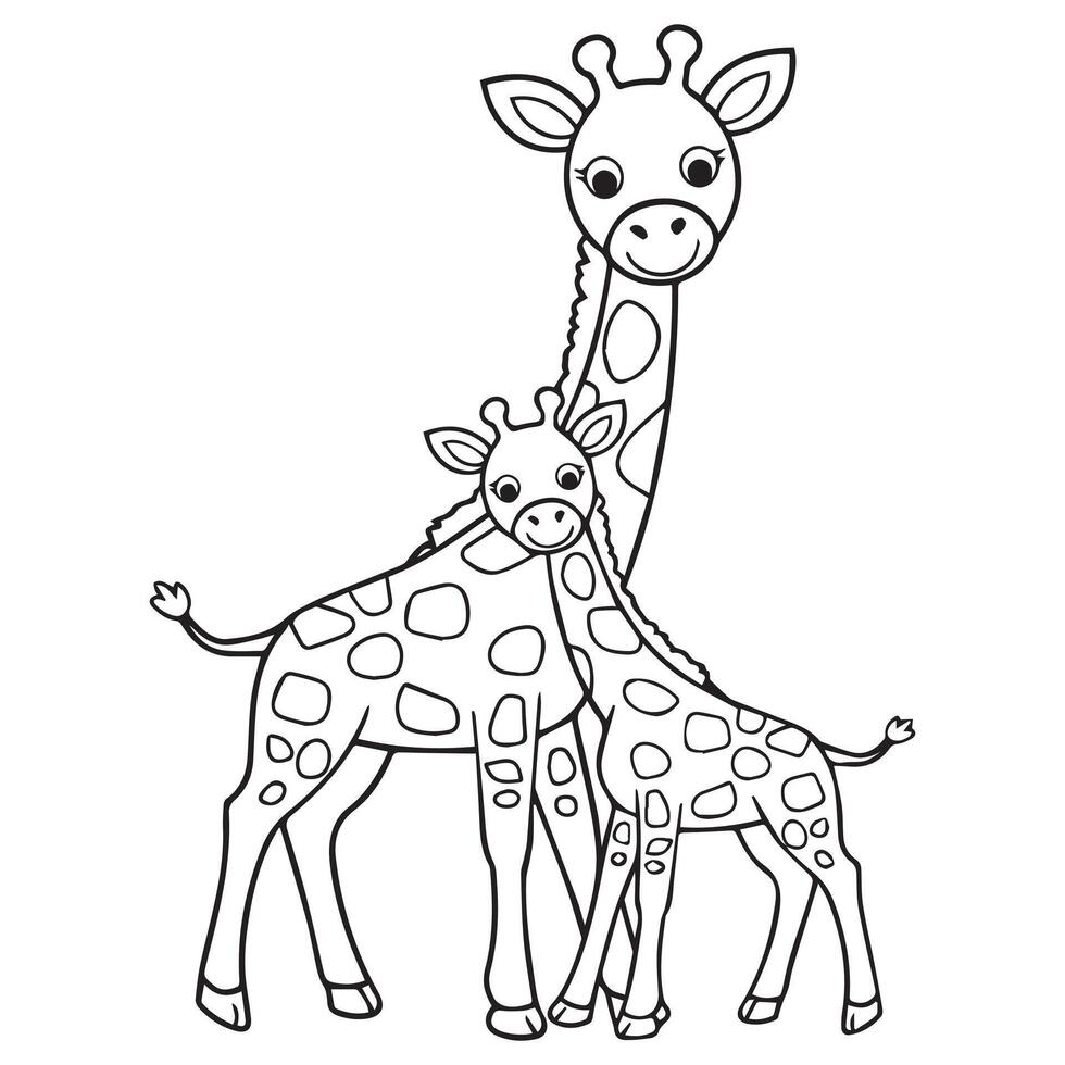 Cute Giraffe Coloring Page for Kids vector