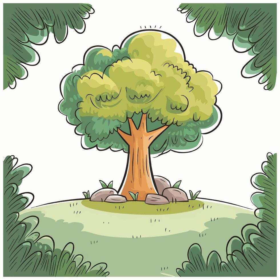 Playful Tree with Green Leaves vector