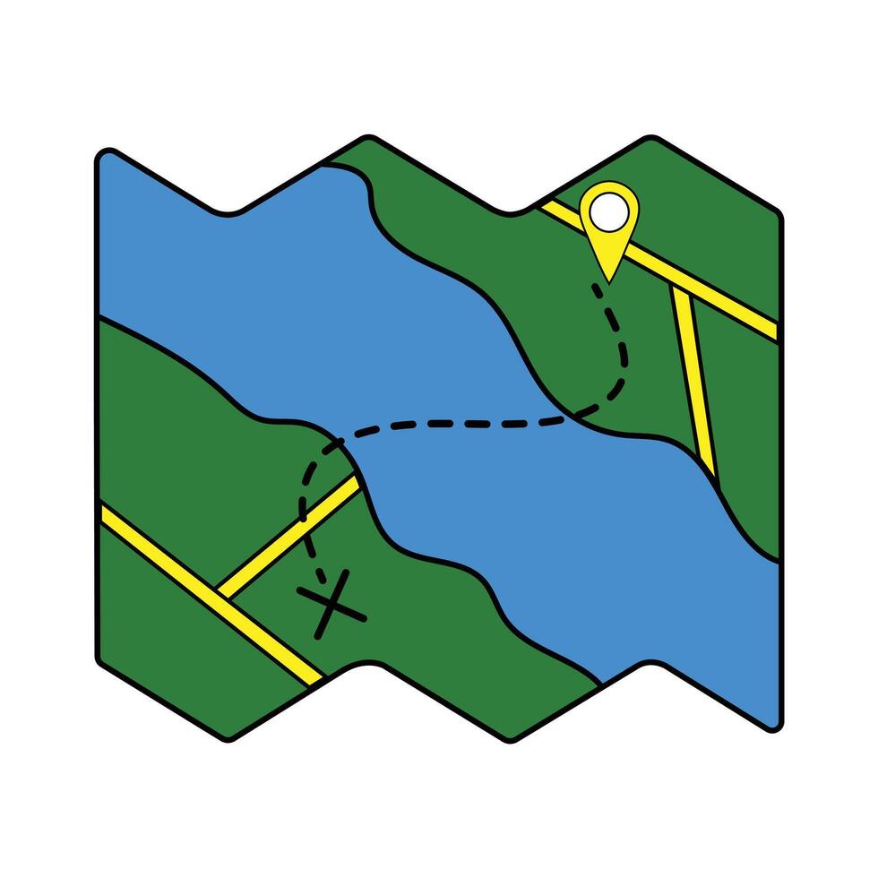 Illustration of a Navigational Map with Route vector