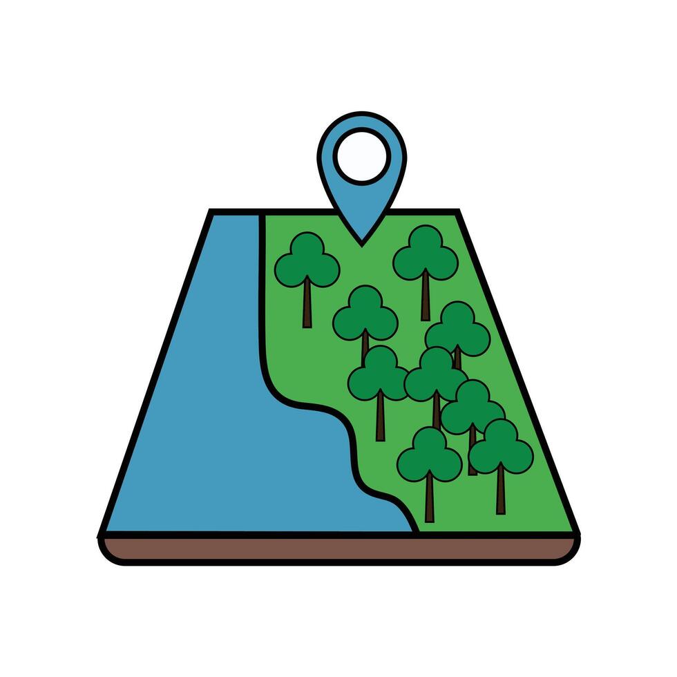Nature landscape map design with trees and water feature Illustration vector