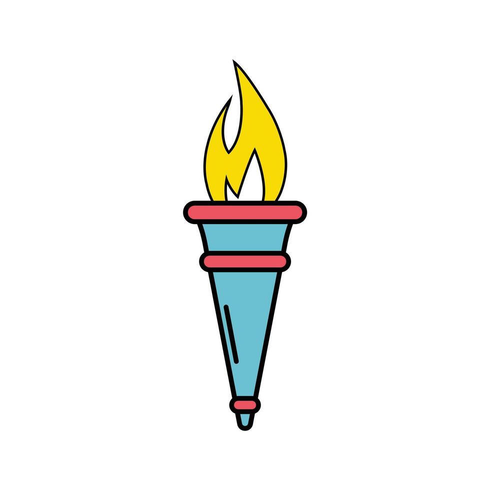Colorful torch with a yellow flame Illustration vector