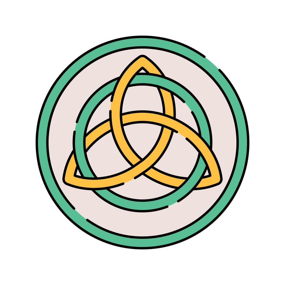 Triquetra Flat design style, interwoven three loop symbol, representing unity and eternity, great for spiritual designs, Celtic themes, and decorative elements. vector