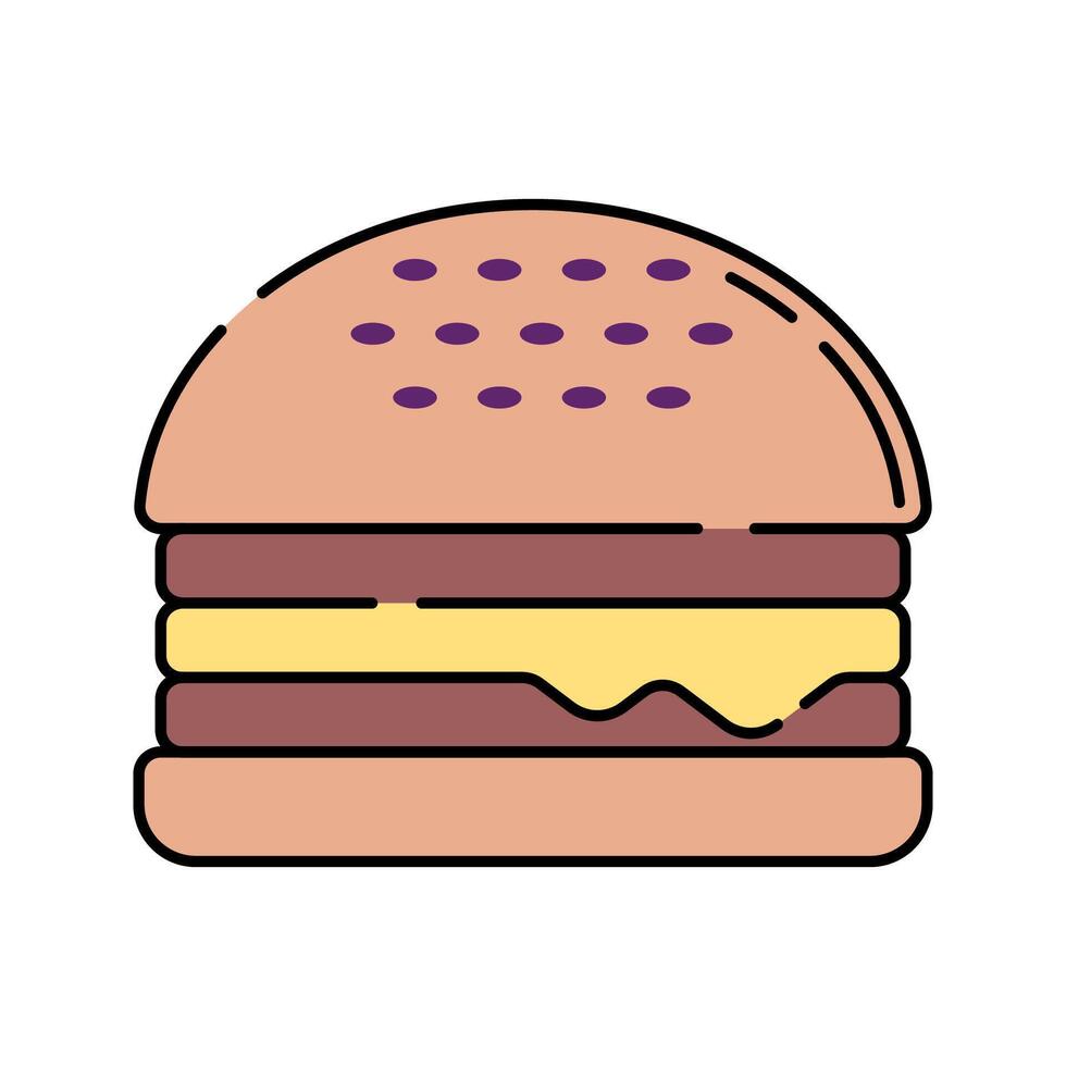 Burger, flat design illustration, fast food icon, great for restaurant, menu, and culinary themes. vector