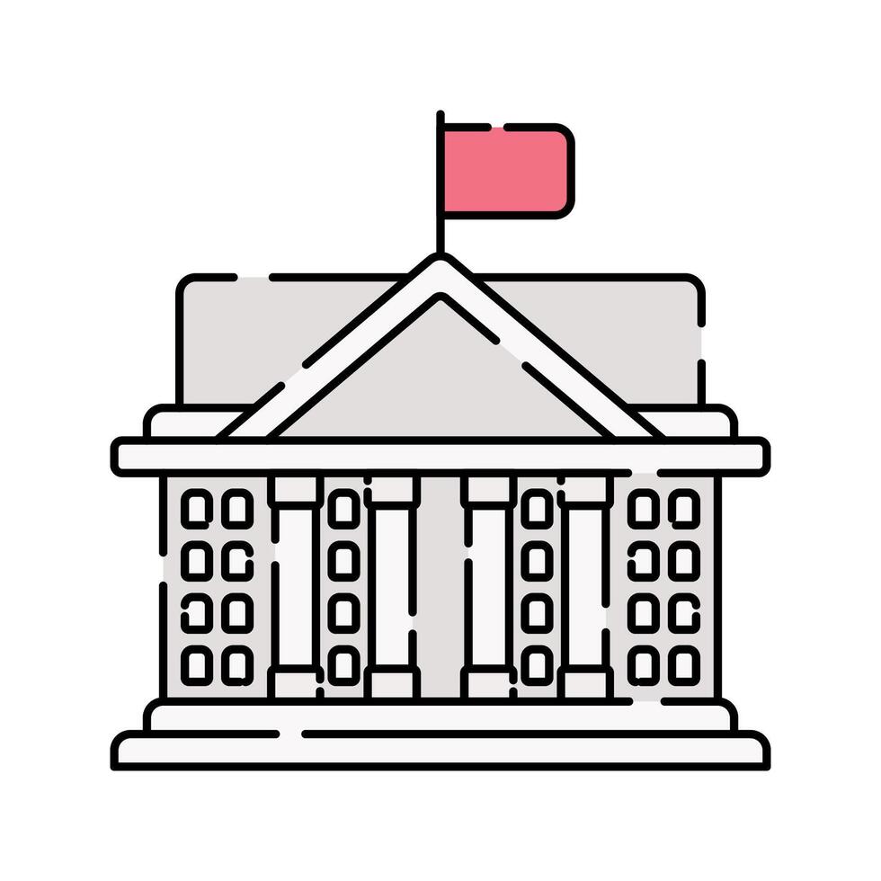 White House, flat design illustration, U.S. government building, representing leadership, great for politics and history. vector