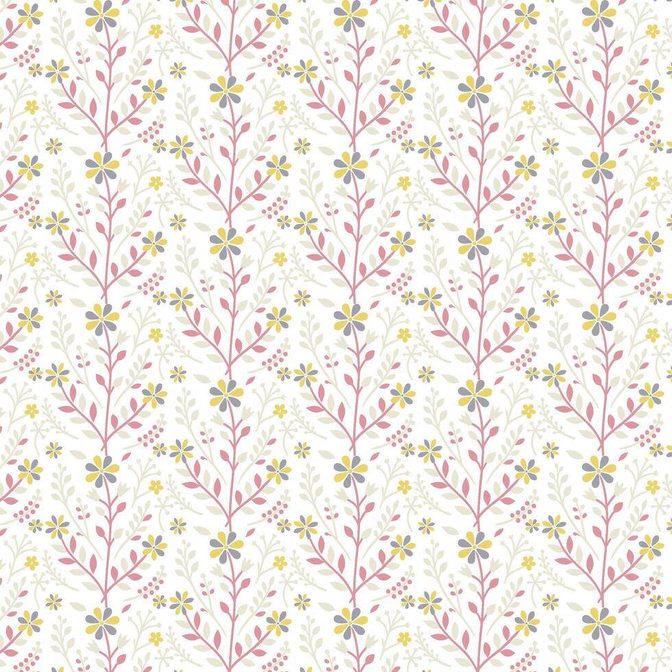 floral pattern with stylish botanical motifs and seamless ornamental elements for wallpaper and fabric applications vector