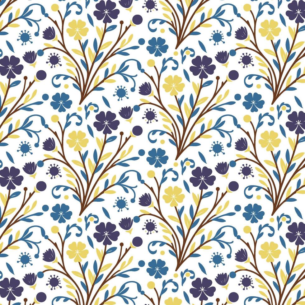 vintage floral pattern with ornate botanical elements and repeating foliage design for textile printing vector