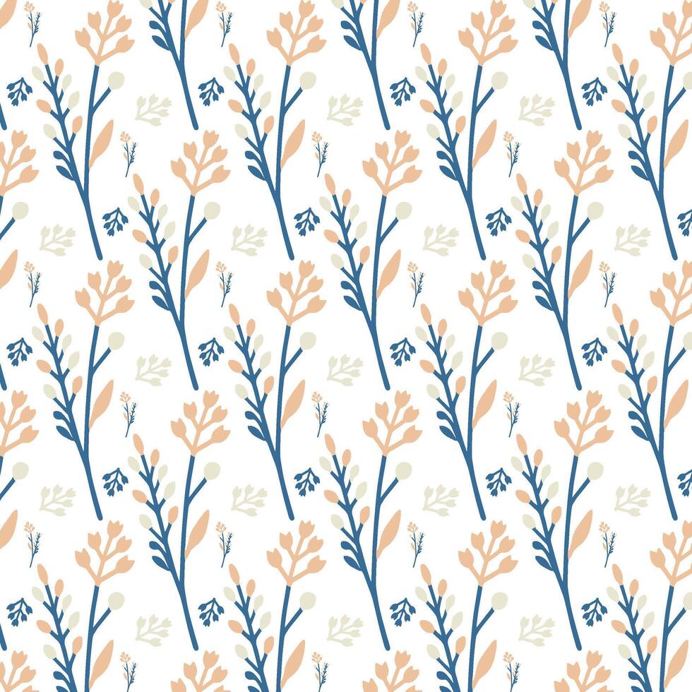 floral pattern with vintage botanical elements and seamless ornamental designs for textile and fashion applications vector