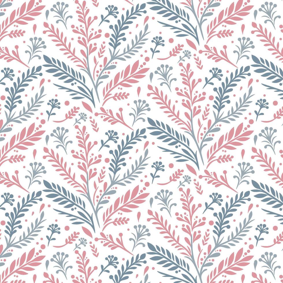 floral pattern with intricate botanical elements and seamless stylized foliage for textile and wallpaper printing vector