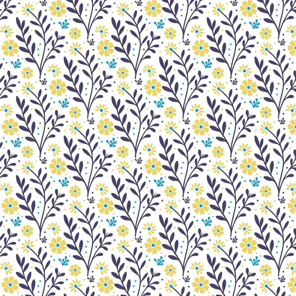 seamless floral pattern with seasonal botanical blossoms and intricate ornamental stems for wallpaper and fabric vector