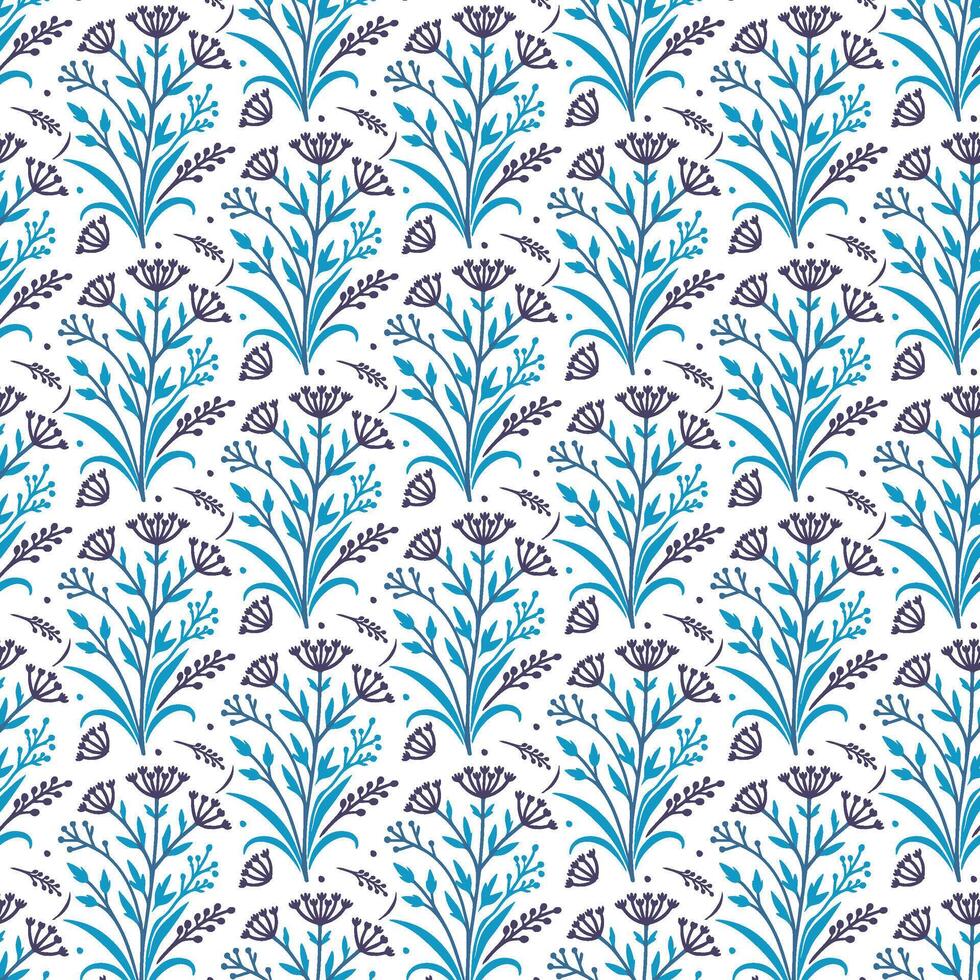 floral pattern with seasonal botanical stems and seamless ornamental flower motifs for wallpaper and backgrounds vector