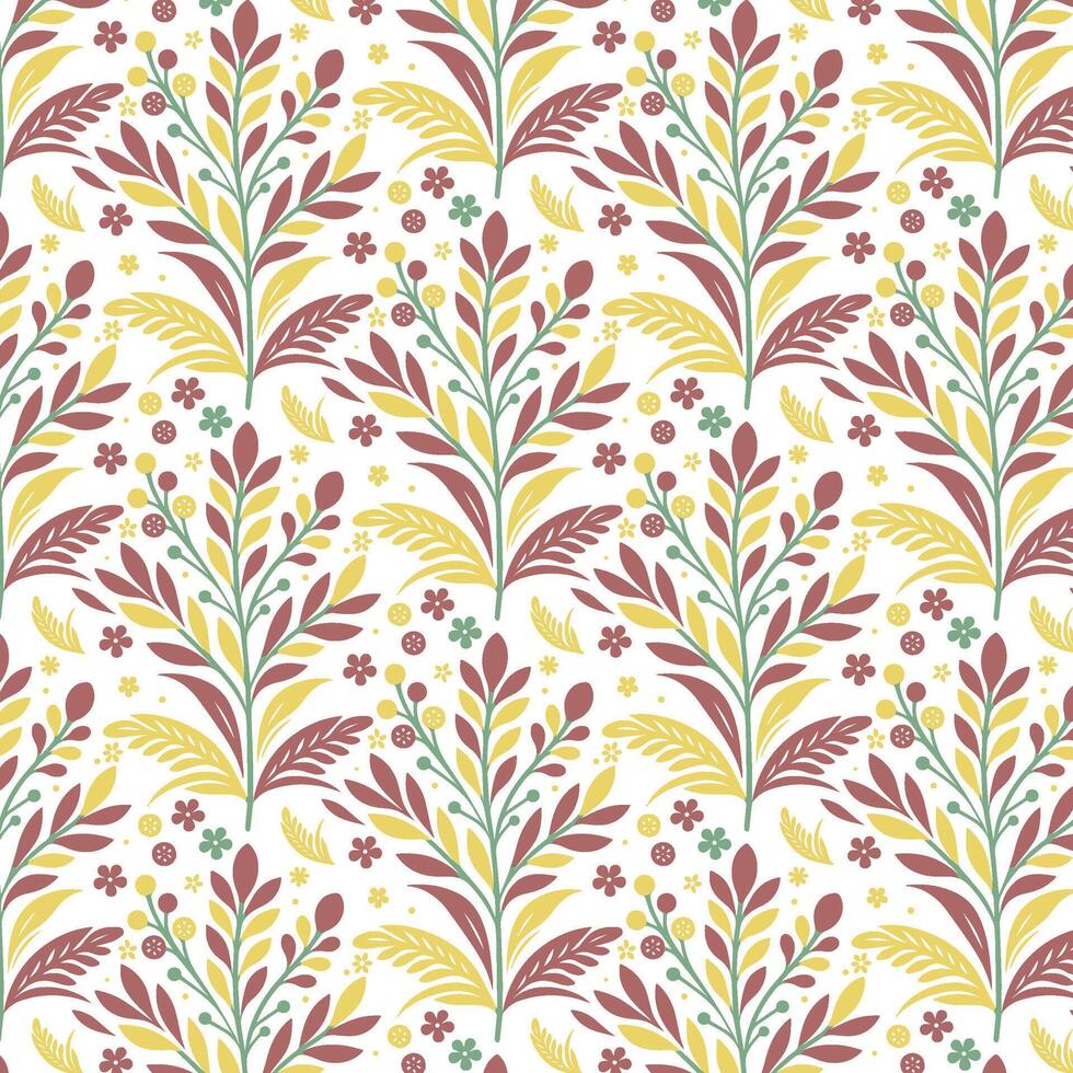 seamless floral pattern with stylized blossoms and intricate leaf motifs for wallpaper and textile applications vector