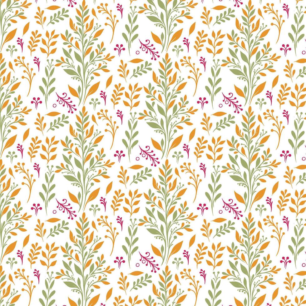 floral pattern with field inspired foliage and intricate ornamental details for seamless textile designs vector