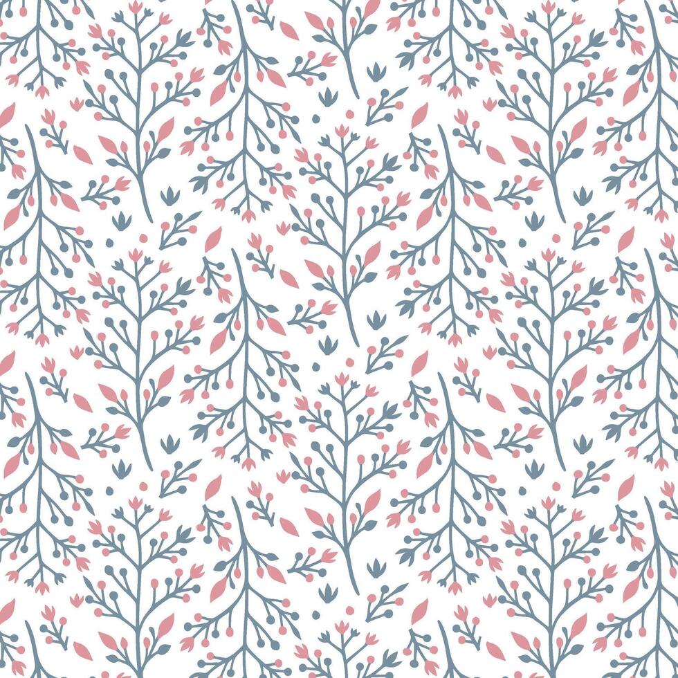 seamless floral pattern with nature inspired plant illustrations and delicate leaf details for textile printing vector