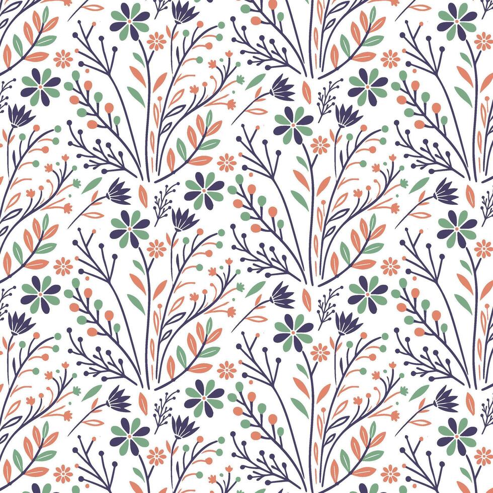 seamless floral pattern with seasonal botanical elements and intricate ornamental textures for stylish wallpapers vector