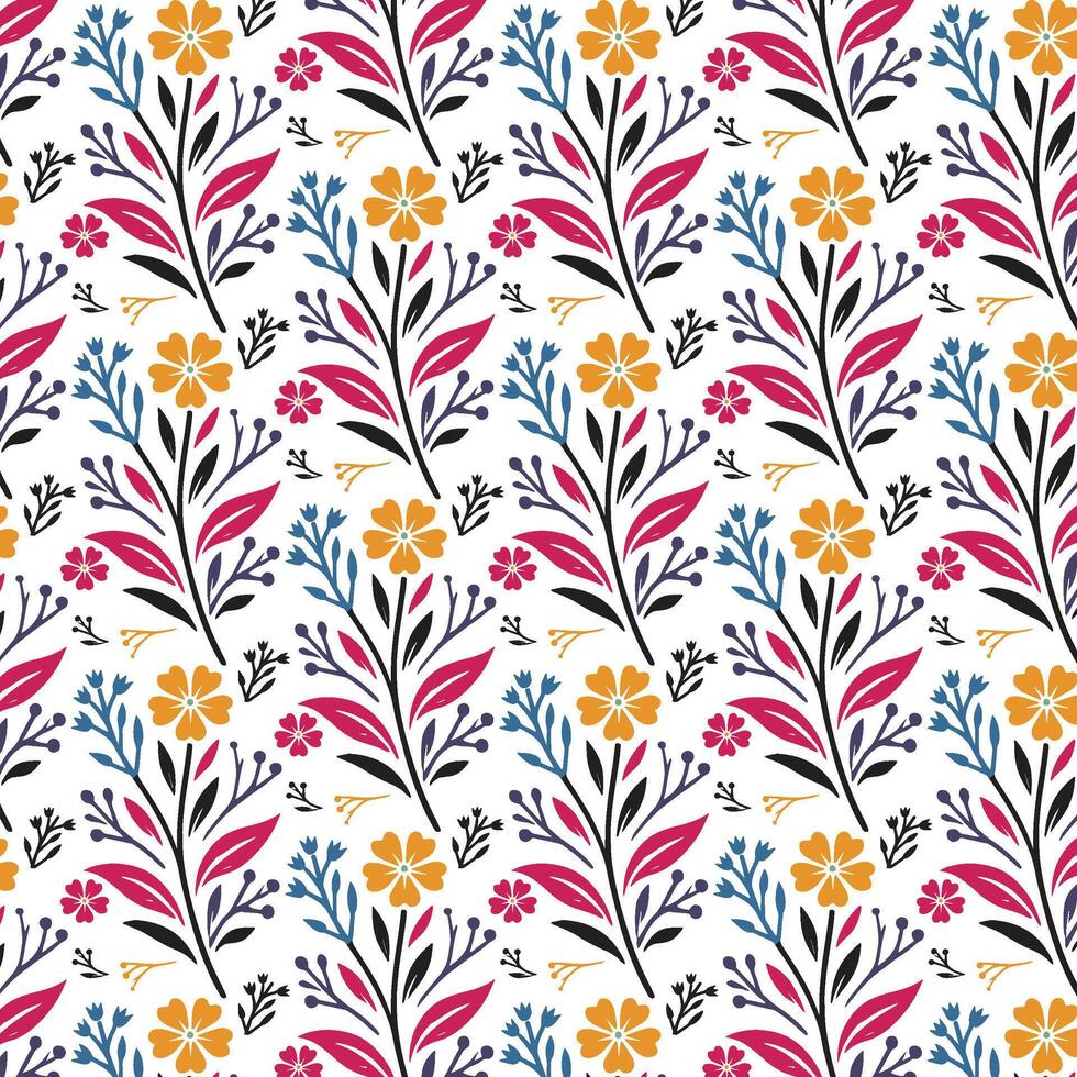 floral pattern with elegant botanical stems and seamless ornamental textures for stylish textile and fashion prints vector