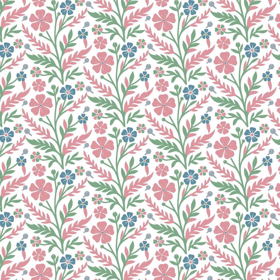 floral pattern with intricate foliage and seasonal blossoms for seamless textile and wallpaper applications vector