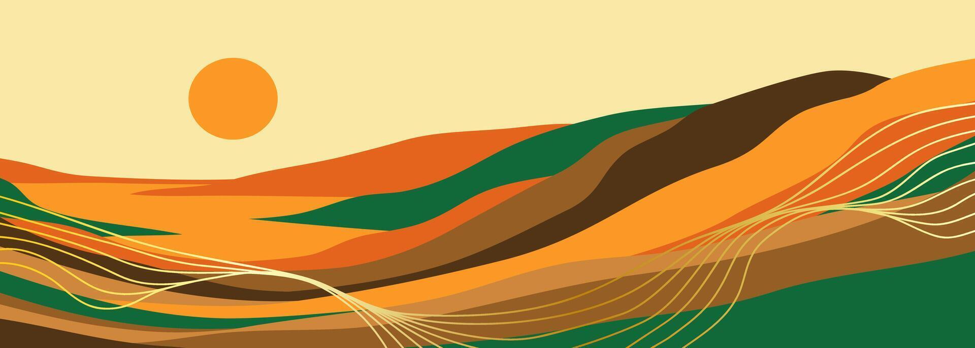 Abstract Mountain background. Mid century modern wall art. Illustration of Mountain, Hills. use for print art, poster, cover, banner vector