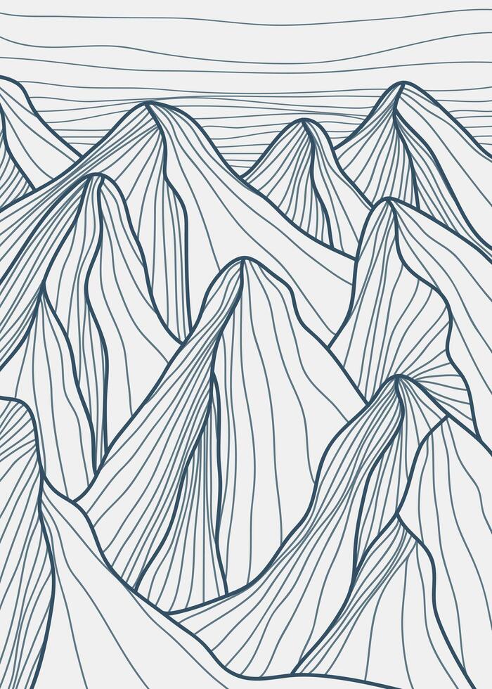 Mountain line arts illustration. Hand drawn . Abstract mountain contemporary aesthetic backgrounds landscapes. use for print art, poster, cover, banner, template vector