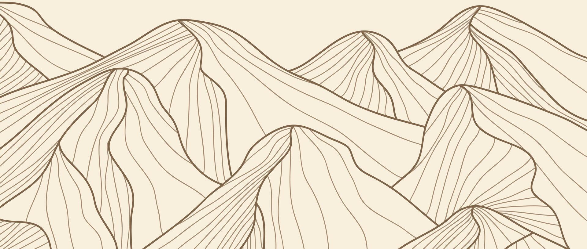 Mountain line arts illustration. Hand drawn style. Abstract mountain contemporary aesthetic backgrounds landscapes. use for print art, poster , cover vector