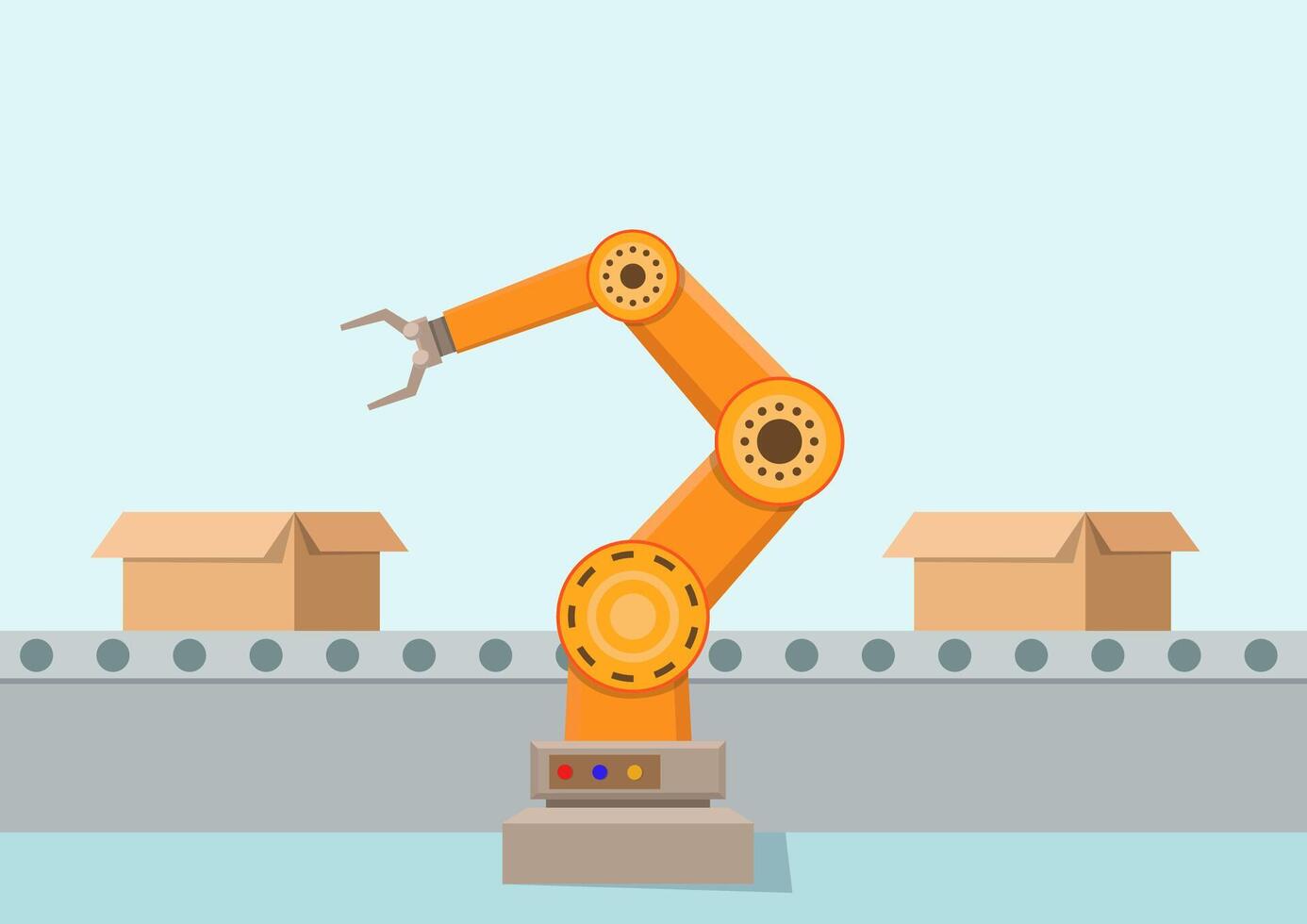 Assembly line with automation robotic arms vector