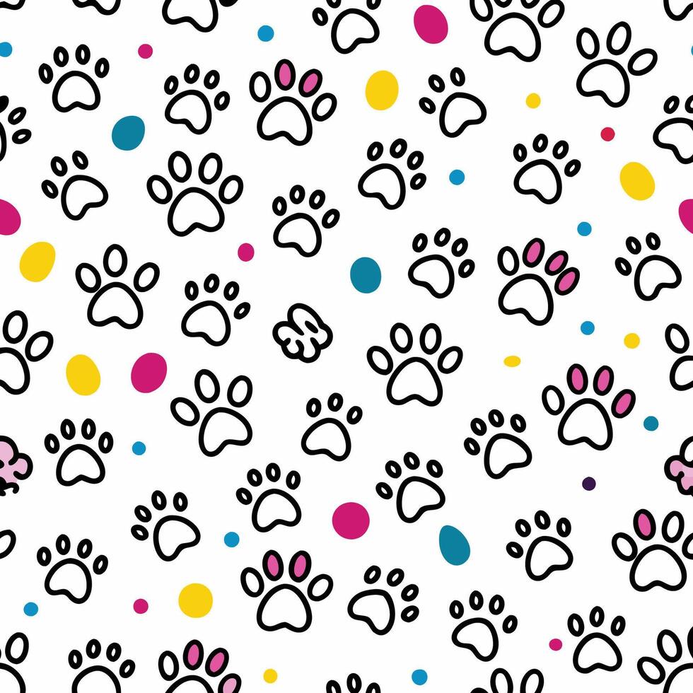 seamless pattern with prints and dots white background vector