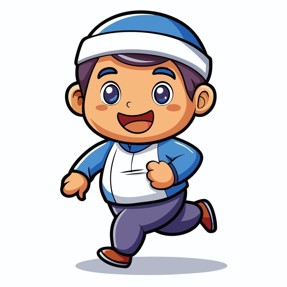 boy running illustration, white background vector