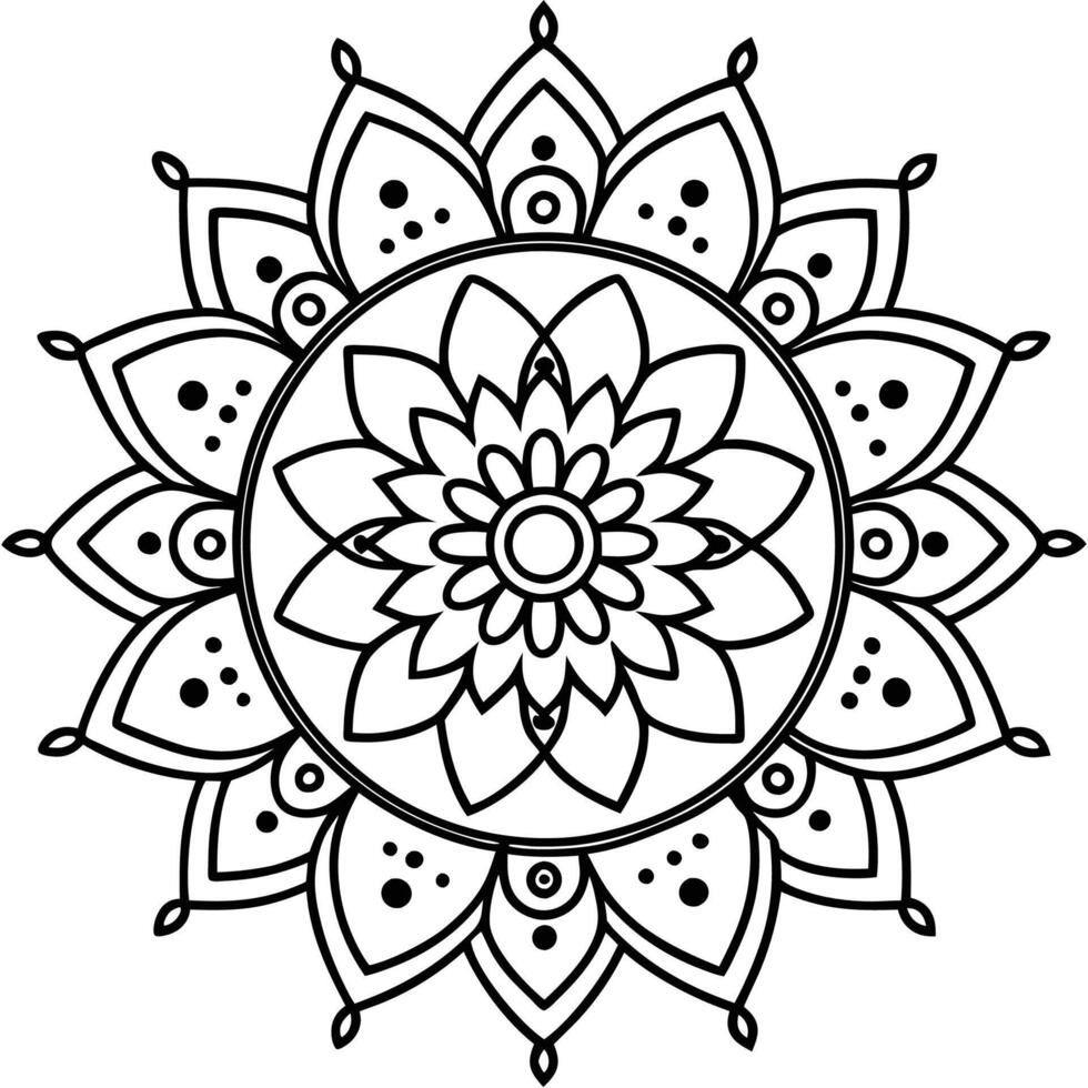 a mandala coloring page, with flower design vector
