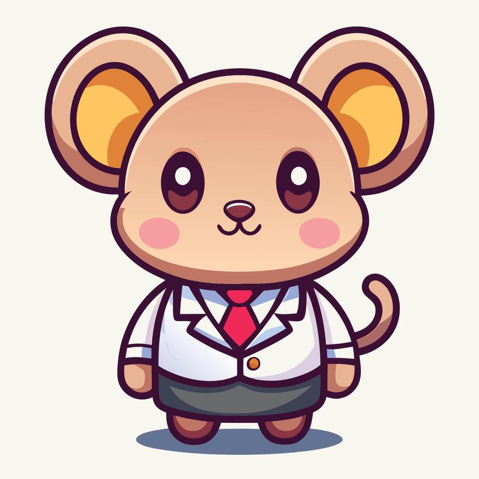 cartoon mouse wearing suit and tie white background vector