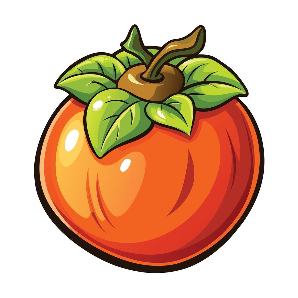 an orange fruit with leaves on it , vector