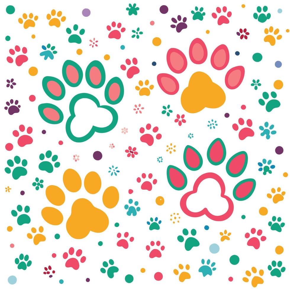 paw prints seamless pattern , vector