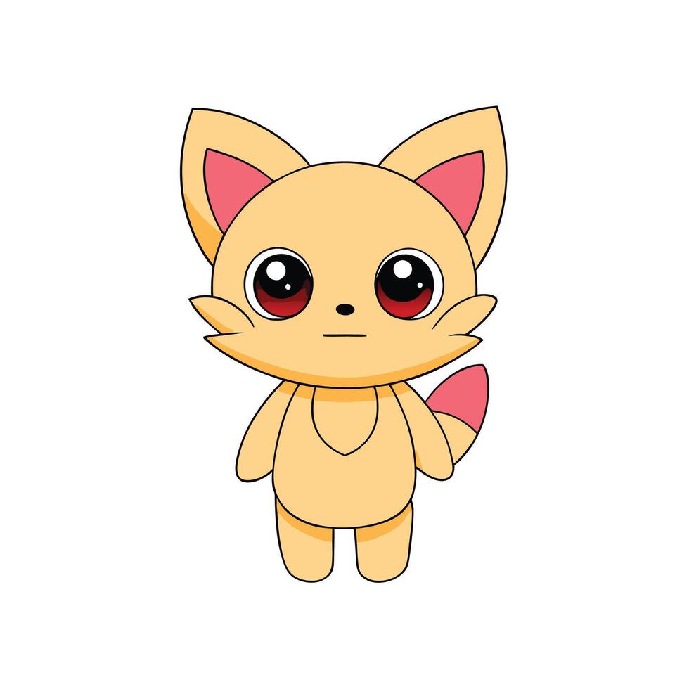 a cartoon cat with big eyes and pink ears vector