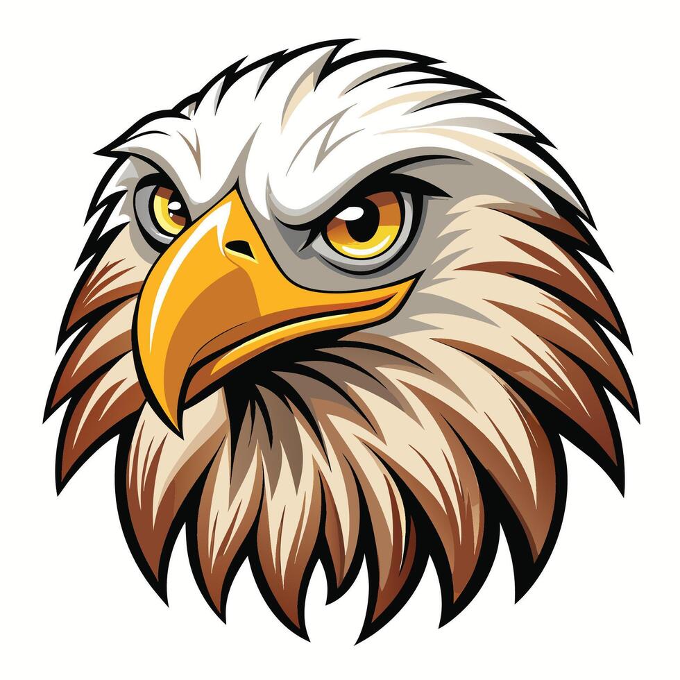 an eagle head with a big beak and yellow eyes , vector