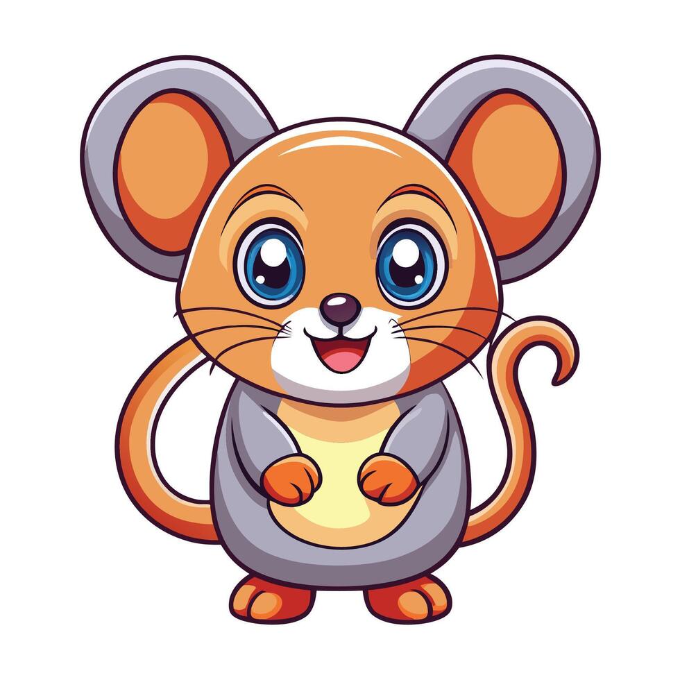 cute cartoon mouse white background illustration vector