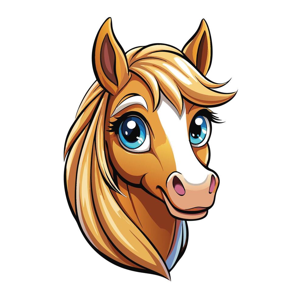 a cartoon horse head with blue vector
