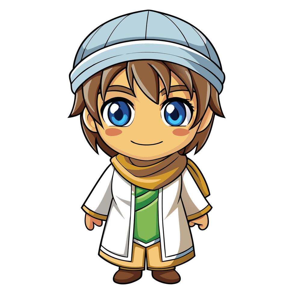 a cartoon boy in a turban and robe white background vector