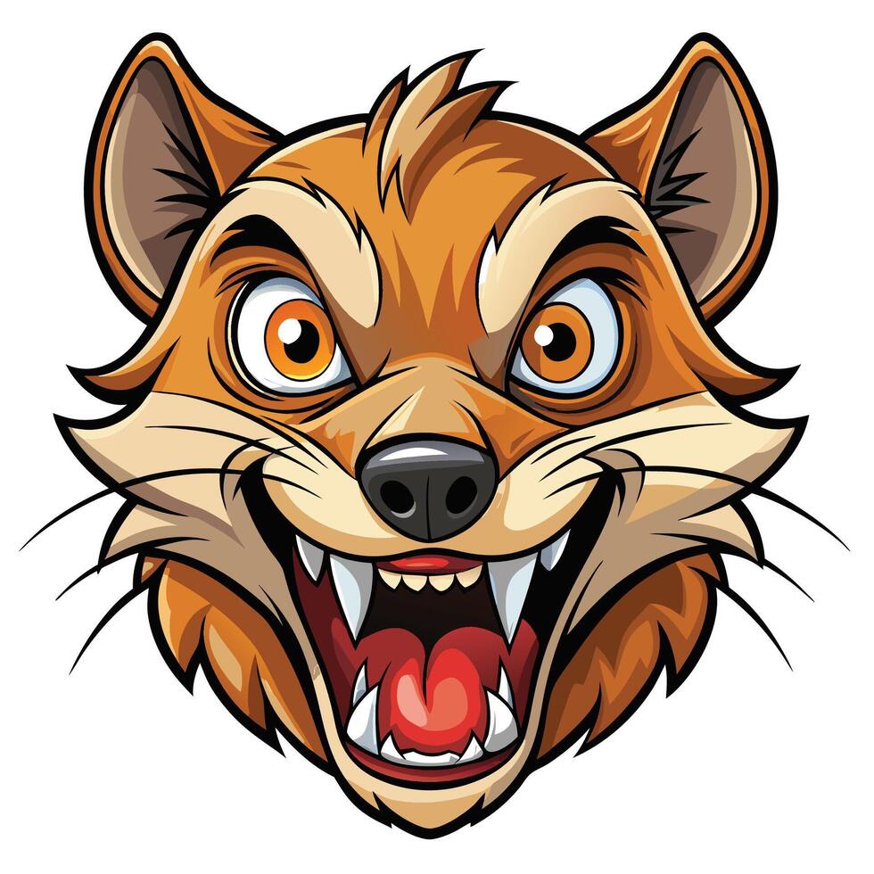 a cartoon fox head with ,open mouth white background vector
