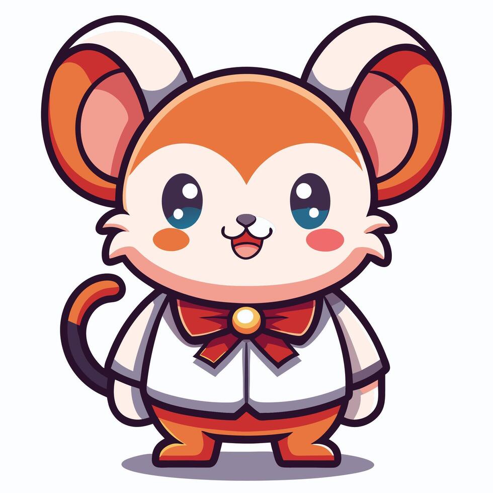 a cartoon mouse wearing a white shirt and tie white background vector