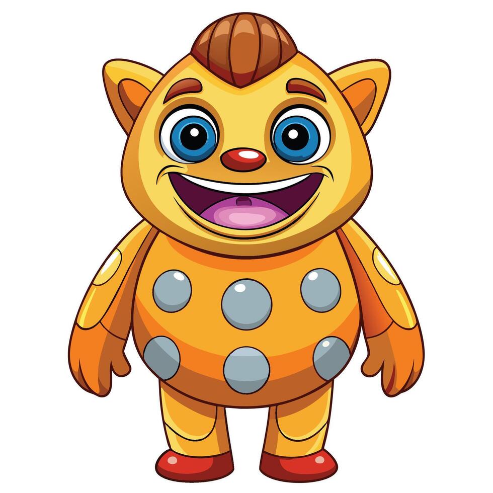 cartoon character of a yellow cat with big eyes and a big smile vector