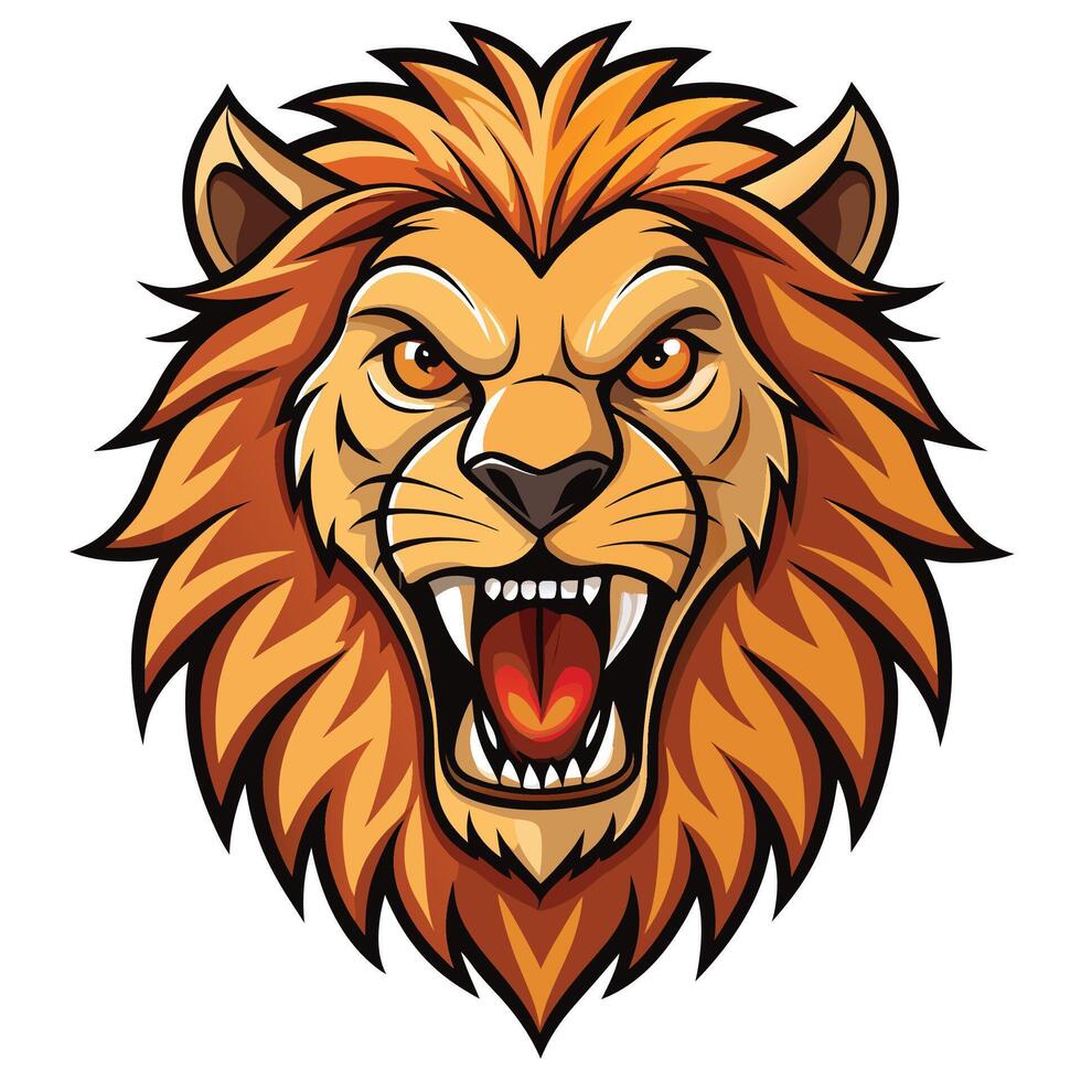 lion head with open white background vector